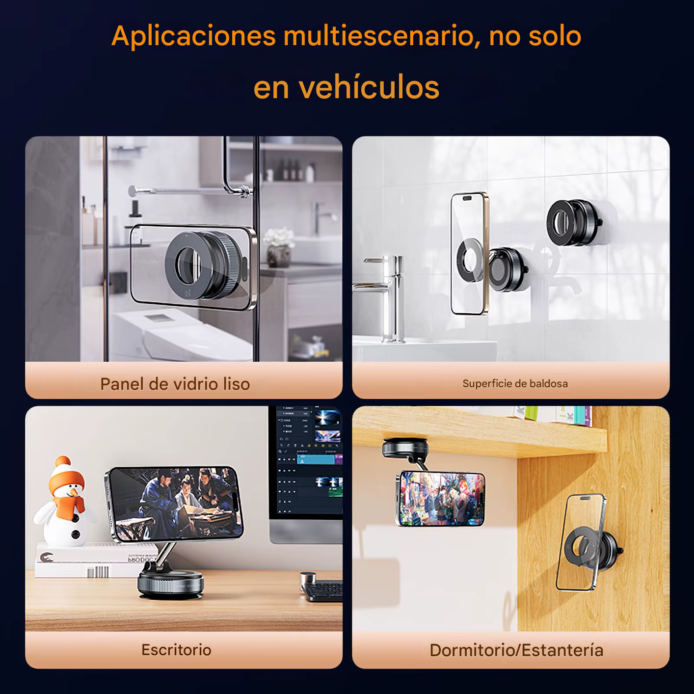 Soporte Magnético 360° Giratorio para Celular – Fuerte Adhesión – Ideal para Auto/Casa